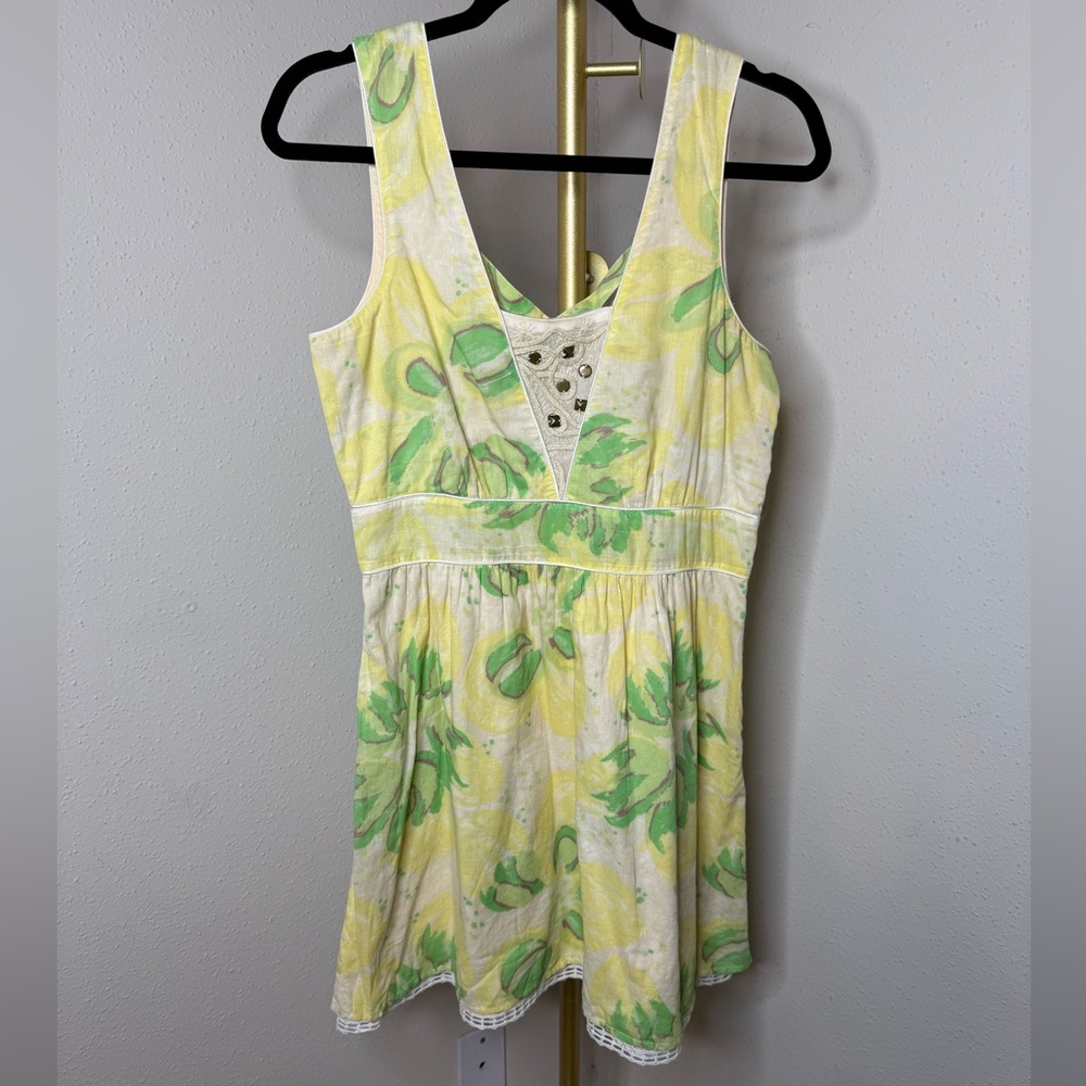 Free People Yellow and Green Floral Dress